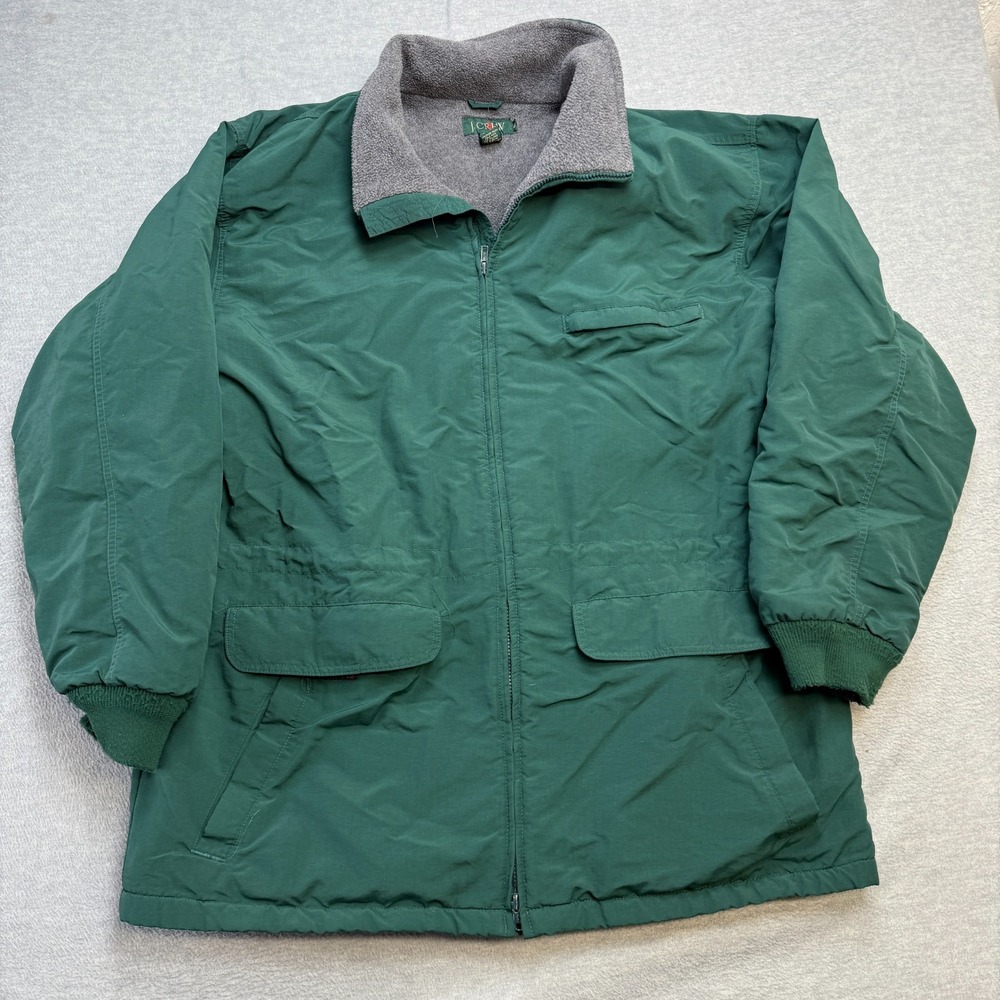 VTG J Crew Jacket Mens XL Green Fleece Lined Parka Coat Oarsman Chore USA Made
